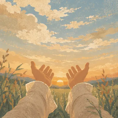 Open Hands of Surrender at Dusk
