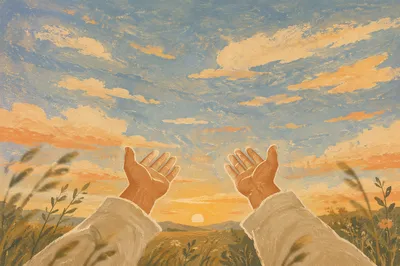 Open Hands of Surrender at Dusk