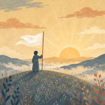 White Flag Surrender at Hopeful Sunrise