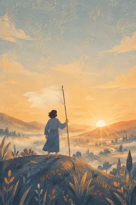 White Flag Surrender at Hilltop Sunrise