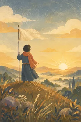 White Surrender Flag at Hopeful Sunrise