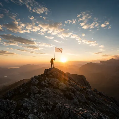 White Flag of Surrender at Sunrise