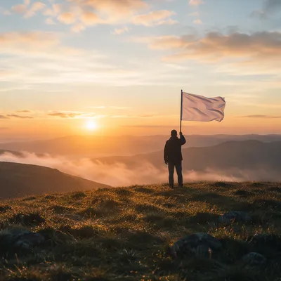 White Flag Surrender at Hopeful Sunrise