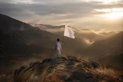 White Flag Surrender on Sunrise Hilltop