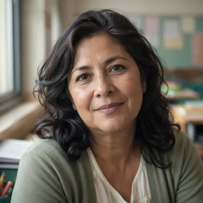 Caring Elementary Teacher Close Up Portrait