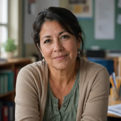 Caring Middle-Aged Teacher Close-Up Portrait