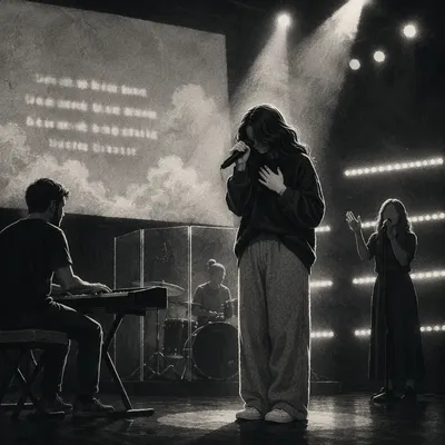 Emotional Singer on Worship Stage