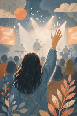 Raised Hand in Concert Silhouette