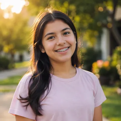 Smiling Teenage Girl Portrait in Sunlight