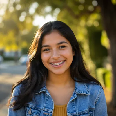 Smiling Teenage Girl Portrait in Sunlight
