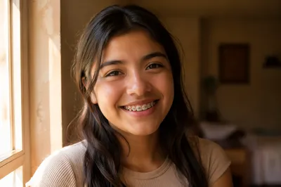 Smiling Teenage Girl Portrait by Window
