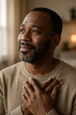 Tearful Smiling Man in Window Light