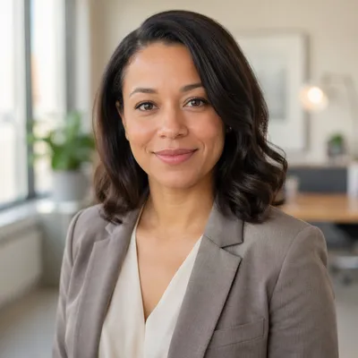 Warm Professional Woman Headshot in Office