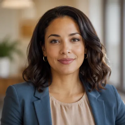 Warm Professional Woman Headshot in Office