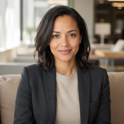 Warm Professional Woman Headshot in Office