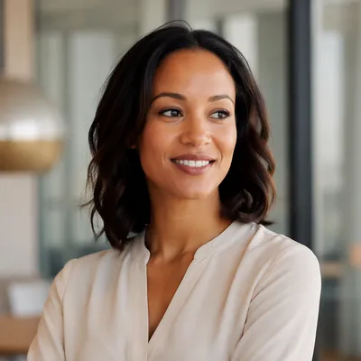 Warm Professional Woman Headshot in Office