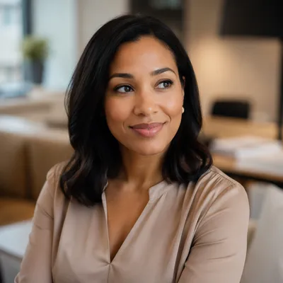Warm Professional Woman Headshot in Office