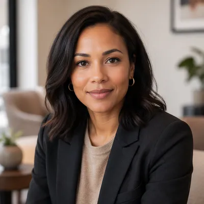 Warm Professional Woman Headshot in Office
