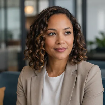 Warm Professional Woman in Office Headshot