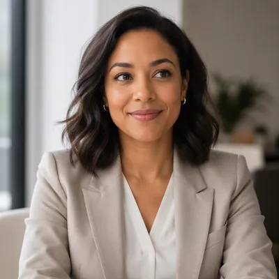 Confident Professional Woman in Office Headshot