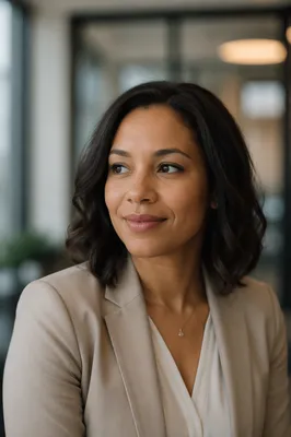 Warm Professional Woman Headshot in Office