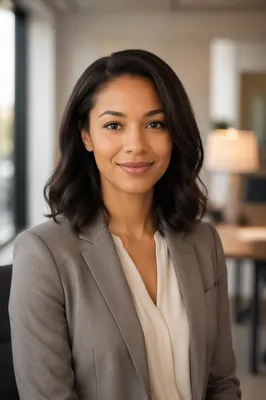 Warm Professional Woman Headshot in Office