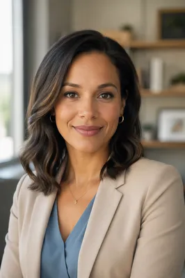 Warm Professional Woman Headshot in Office