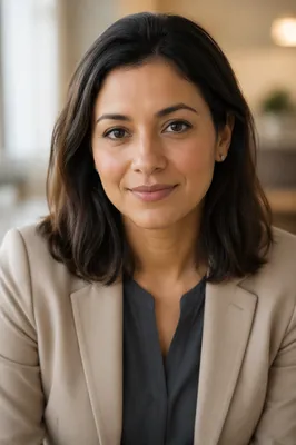 Warm Professional Woman Headshot Indoors