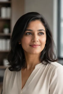 Warm Professional Woman Headshot in Office