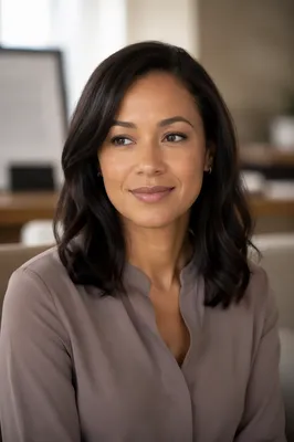 Warm Professional Woman Headshot in Office