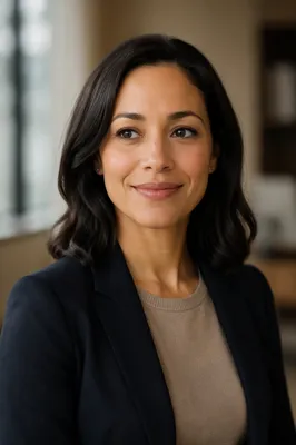 Warm Professional Woman Headshot in Office