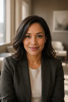 Warm Professional Woman Headshot in Office