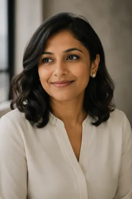 Warm Professional Woman Headshot in Studio