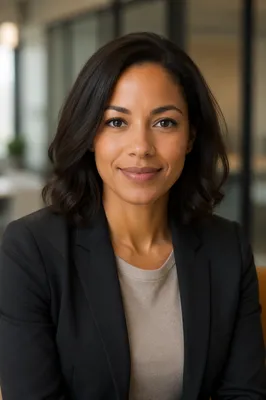 Warm Professional Woman Headshot in Office