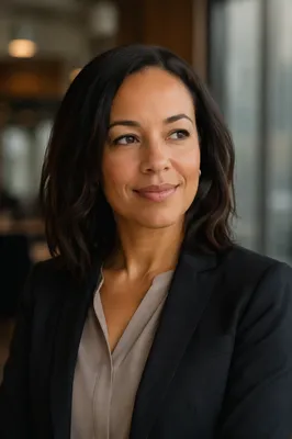Warm Professional Woman Headshot in Office
