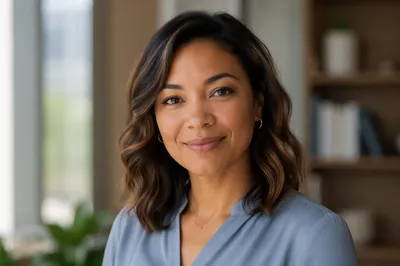 Warm Professional Woman Headshot in Office