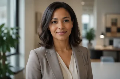 Warm Professional Woman Headshot in Office