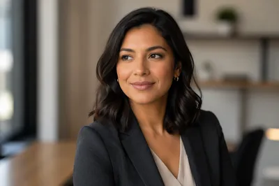Warm Professional Woman Headshot in Studio