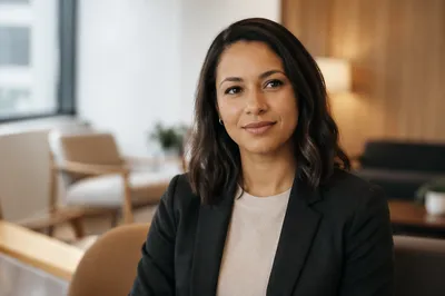 Warm Professional Woman Headshot in Office