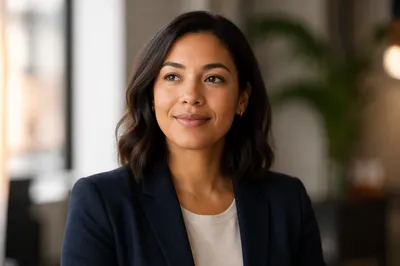 Warm Professional Woman Headshot in Office