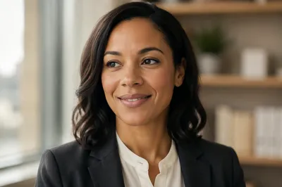 Warm Professional Woman Headshot in Office