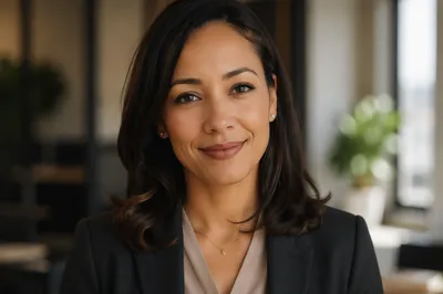 Warm Professional Woman Headshot in Office