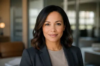 Warm Professional Woman Headshot in Office