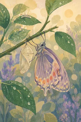 Butterfly Emerging from Cocoon at Dawn