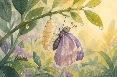 Butterfly Emerging in Hopeful Morning Light