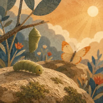 Hopeful Caterpillar Butterfly Transformation Sequence