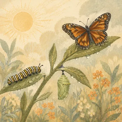 Caterpillar to Butterfly Transformation at Dawn