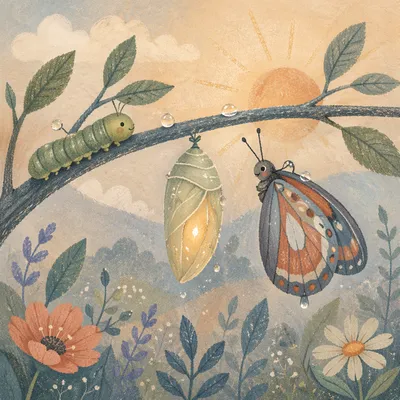 Caterpillar to Butterfly Dawn Transformation