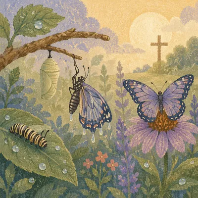 Butterfly Transformation in Dawn Garden