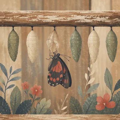 Butterfly Emerging From Chrysalis Renewal Moment